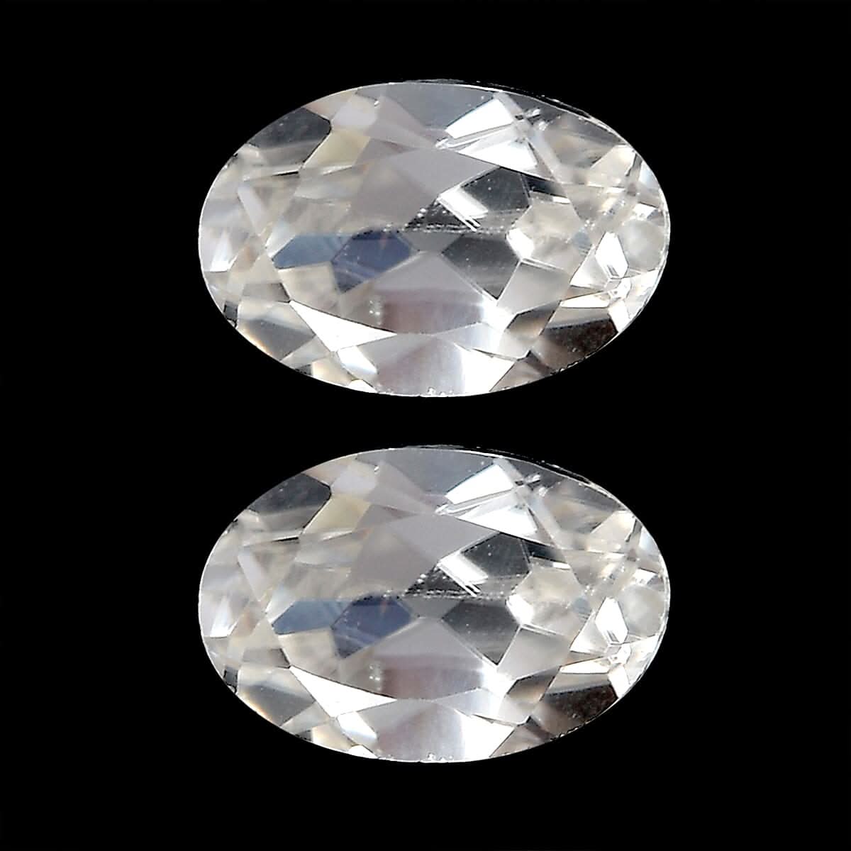 Set of 2 White Zircon (Oval 6x4 mm) 1.28 ctw Loose Gemstone