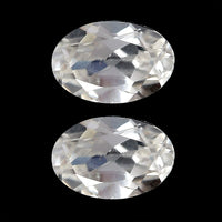 Set of 2 White Zircon (Oval 6x4 mm) 1.28 ctw Loose Gemstone