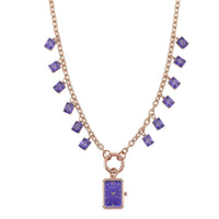 Classic Succession Simulated Purple Diamond Miyota Japanese Movement watch in Rosetone with Stainless Steel Chain (24 Inches) 18.00 ctw