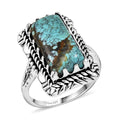 Artisan Crafted Blue Moon Turquoise 5.75 ctw Ring in Black Oxidized Sterling Silver (Size 10.0) - Sticky add to cart bar