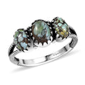 Artisan Crafted Blue Moon Turquoise 1.50 ctw Ring in Black Oxidized Sterling Silver (Size 10.0) - Sticky add to cart bar