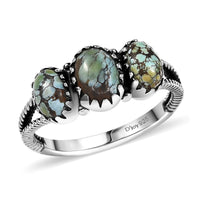 Artisan Crafted Blue Moon Turquoise 1.50 ctw Ring in Black Oxidized Sterling Silver (Size 10.0)