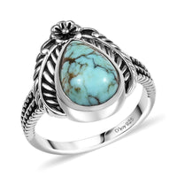 Artisan Crafted Blue Moon Turquoise 2.80 ctw Ring in Black Oxidized Sterling Silver (Size 10.0)