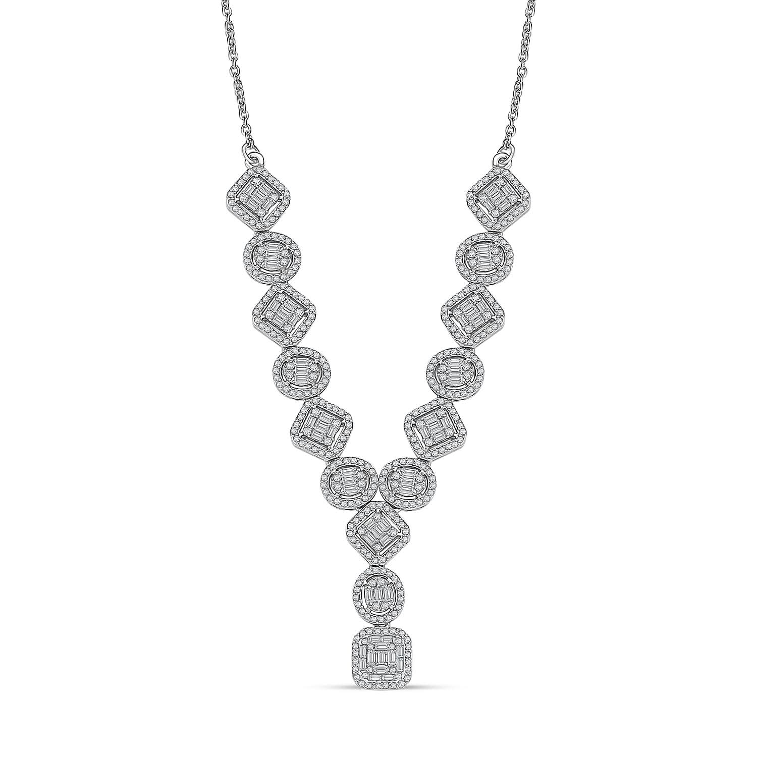 D'Joy Diamond 3.00 ctw Necklace in Rhodium Over Sterling Silver 18 Inches