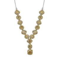 D'Joy Yellow Diamond 2.33 ctw Art Deco Elegance Necklace in Rhodium Over Sterling Silver 18 Inches