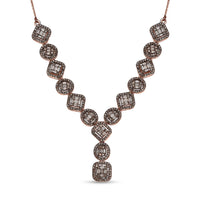 D'Joy Natural Champagne Diamond 2.33 ctw Necklace in 18K Vermeil Rose Gold Over Sterling Silver 18 Inches