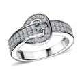 Luxuriant Lab Grown Diamond G-H SI 0.50 ctw Buckle Ring in Rhodium Over Sterling Silver (Size 10.0) - Sticky add to cart bar