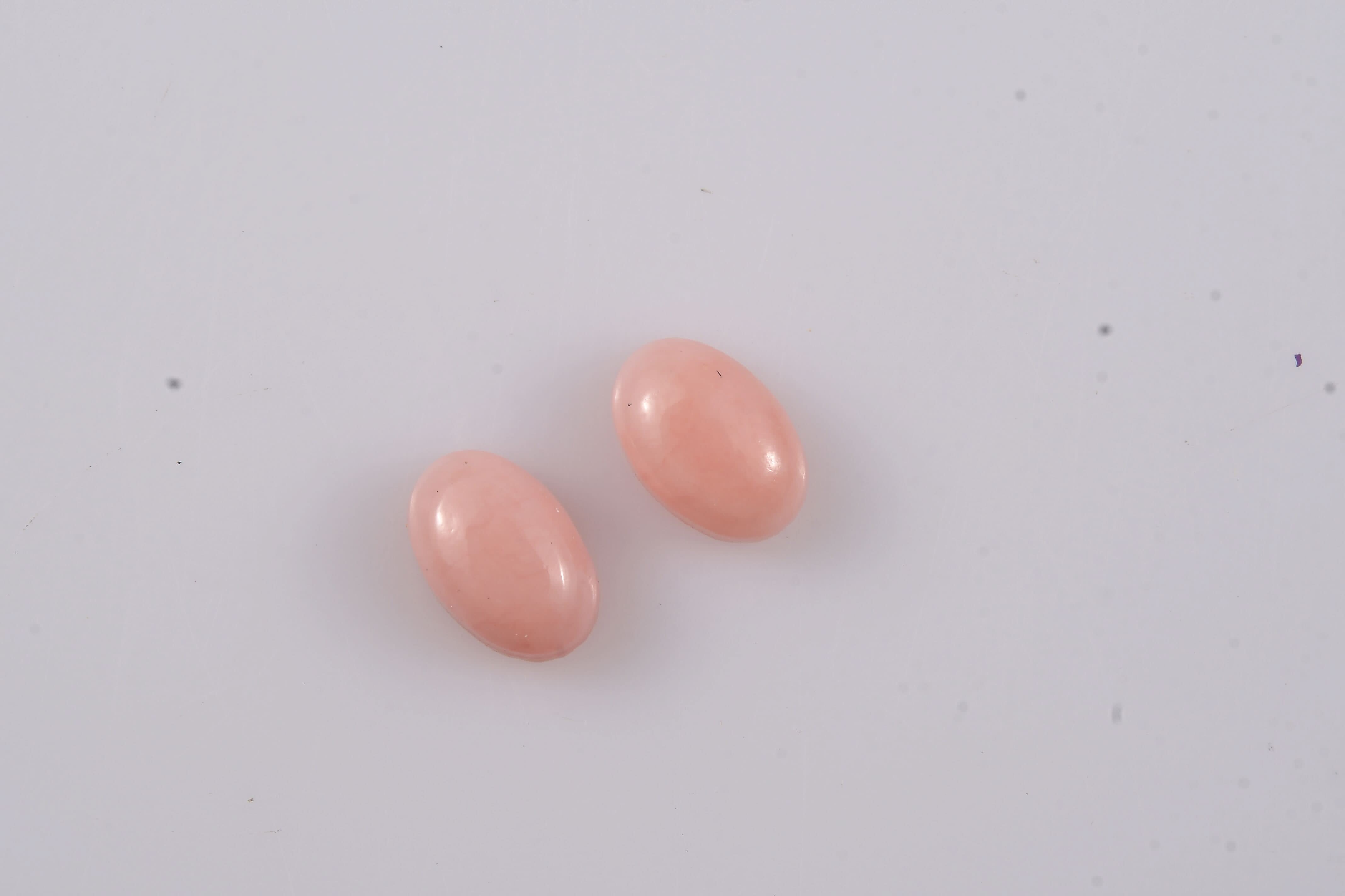 Peruvian Pink Opal Set of 2 (Oval 6x4 mm) 0.80 ctw Loose Gemstone