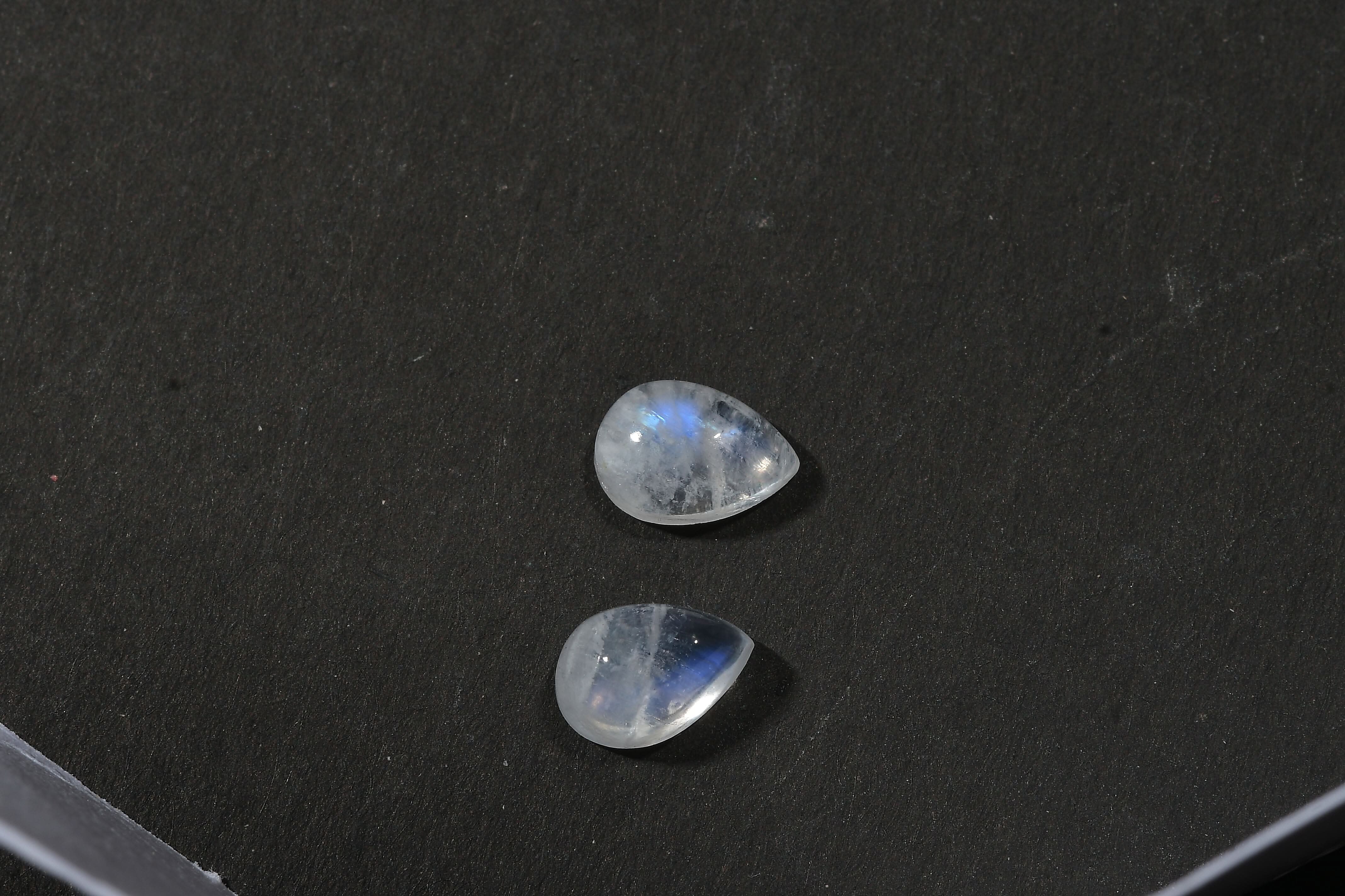 Set of 2 Rainbow Moonstone (Pear 6x4 mm) 0.82 ctw Loose Gemstone