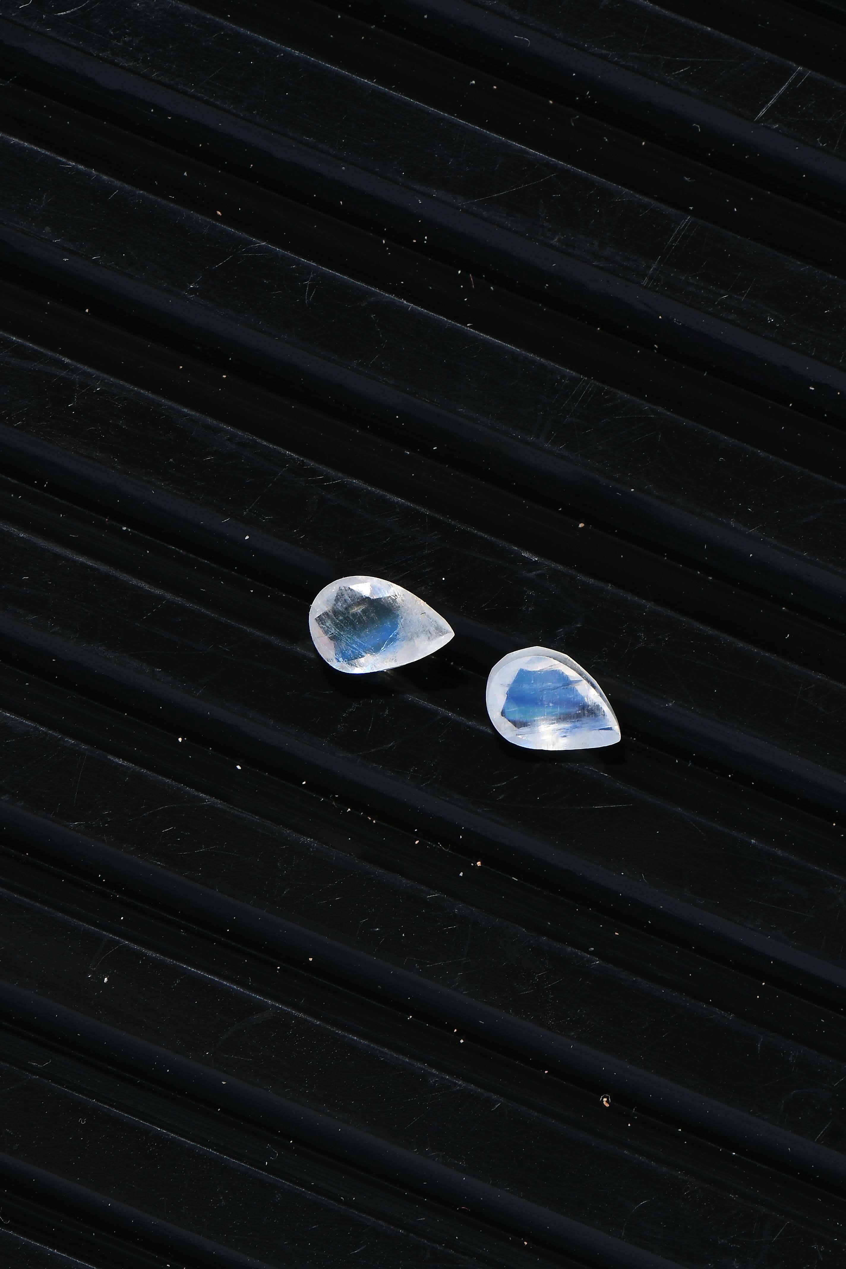 Set of 2 AA Rainbow Moonstone (Pear 6x4 mm) 0.82 ctw Loose Gemstone