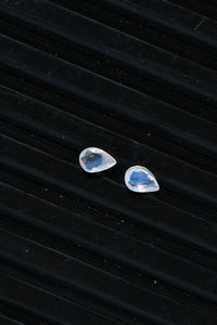 Set of 2 AA Rainbow Moonstone (Pear 6x4 mm) 0.82 ctw Loose Gemstone