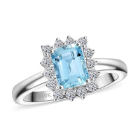 Certified & Appraised AAA Mangoro Aquamarine and Luxuriant Lab Grown Diamond G-H SI 1.84 ctw Ring in 10K White Gold (Size 10.0) (Del in 12 -15 Days)