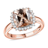 Certified & Appraised Luxoro 10K Rose Gold AAA Marropino Morganite, Diamond (G-H, I2) (0.29 cts) Ring (Size 10.0) (Del. in 10-15 Days) 3.75 ctw