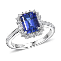 Certified & Appraised Rhapsody 950 Platinum AAAA Tanzanite, Diamond (E-F, VS) (0.58 cts) Ring (Size 10.0) (6 g) (Del. in 10-15 Days) 3.44 ctw