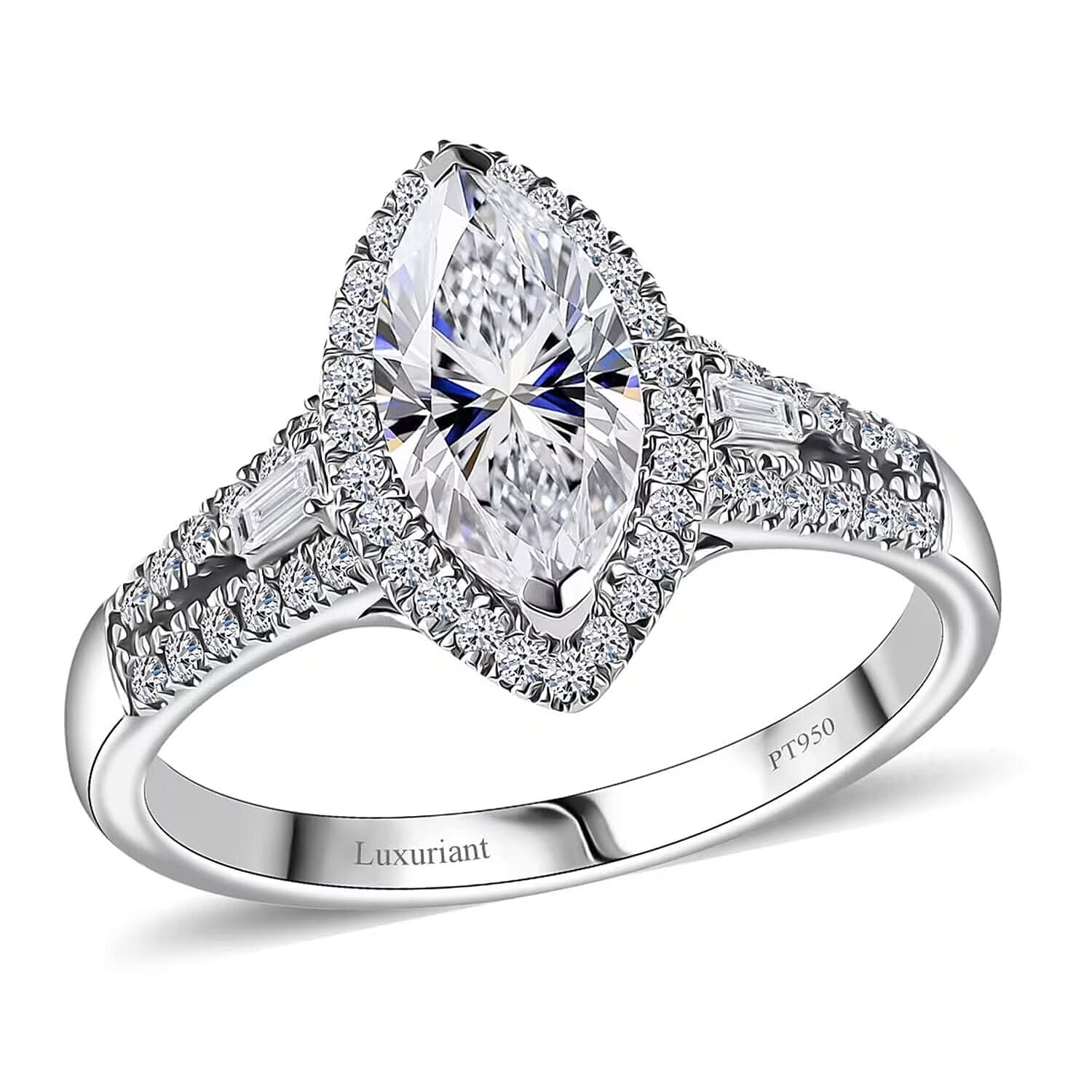 950 Platinum Luxuriant Lab Grown Diamond (E-F, VS) Ring (Size 10.0) (5.80 g) 2.00 ctw