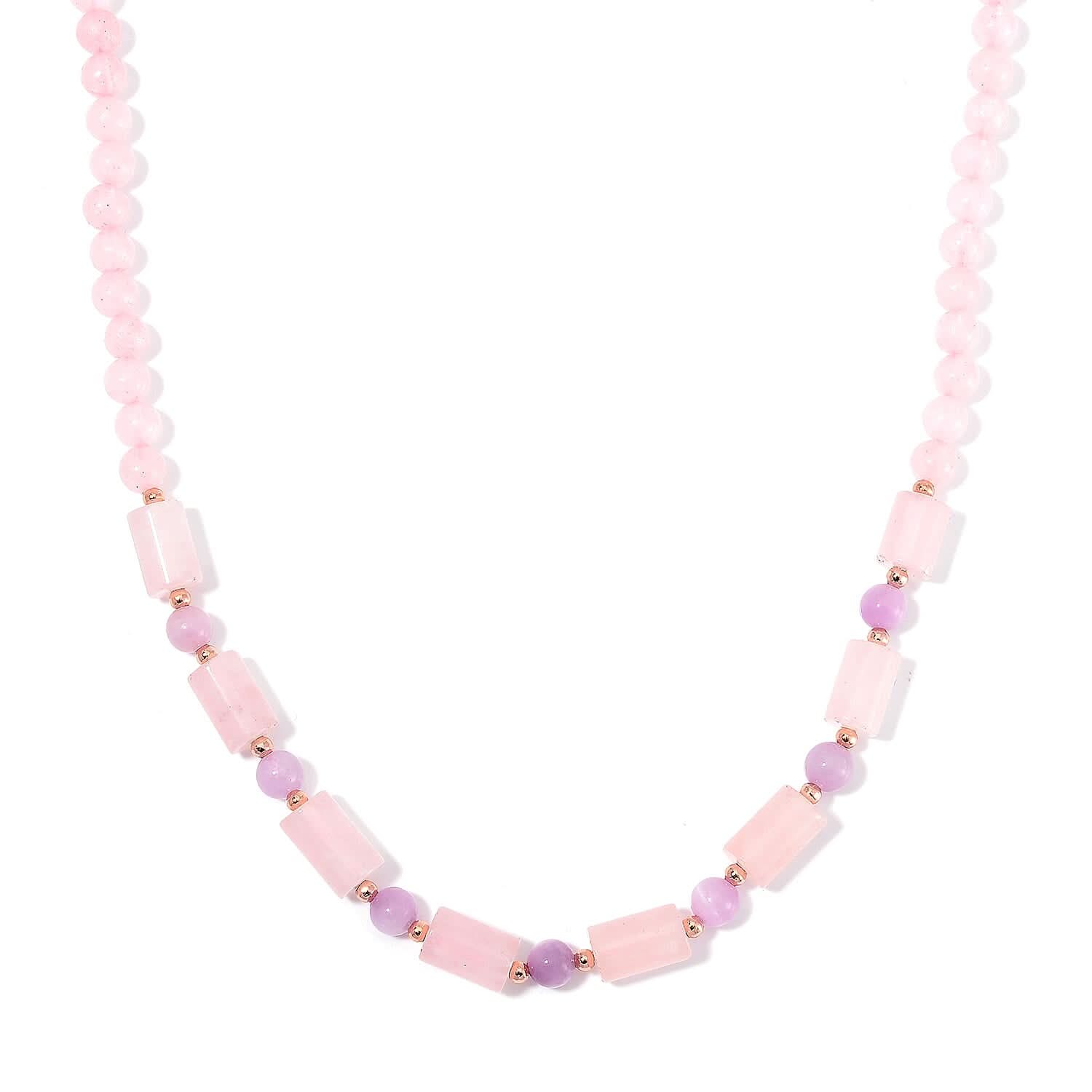 Galilea Rose Quartz and Kunzite 135.00 ctw Necklace 18-20 Inches in Rosetone