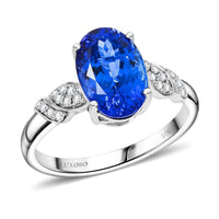 Luxoro AAA Tanzanite and I2 Diamond 4.00 ctw Ring in 10K White Gold (Size 10.0)
