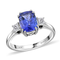 Luxoro AAA Tanzanite and I2 Diamond 2.25 ctw Ring in 10K White Gold