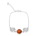 Baltic Amber Floral Round Bracelet in Sterling Silver (6.00 In) - Sticky add to cart bar