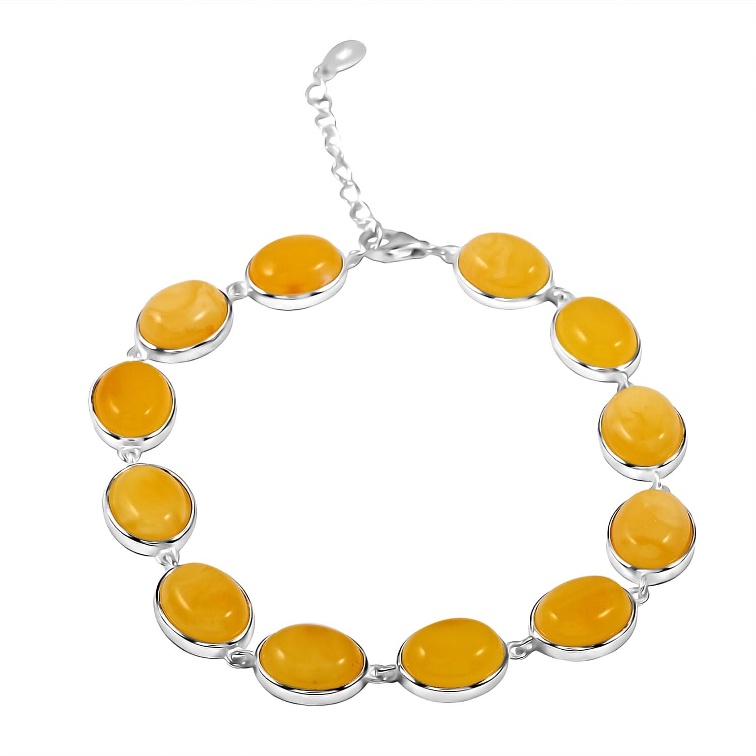 Butterscotch Amber Bracelet in Sterling Silver (7.00 In)