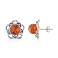 Baltic Amber Round Earrings in Sterling Silver - Sticky add to cart bar