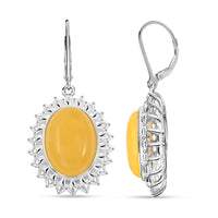 Butterscotch Amber Halo Earrings in Sterling Silver