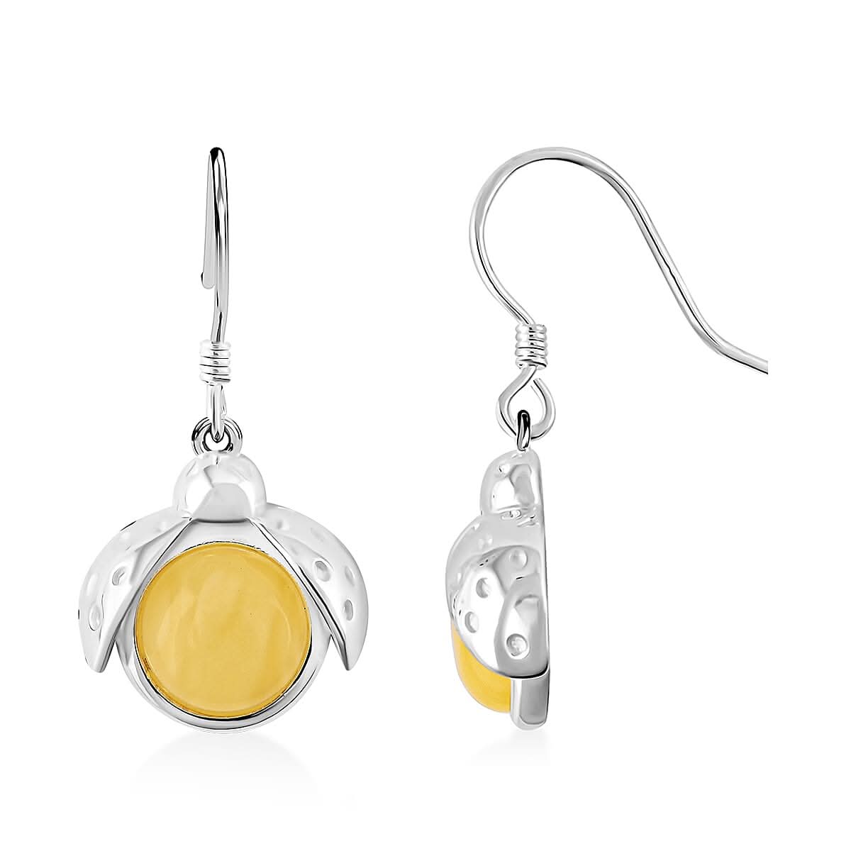 Butterscotch Amber Round Earrings in Sterling Silver