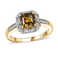 GP 10K Yellow Gold AAA Asscher Cut Golden Turkizite, Diamond (I2) Ring (Size 6.0) 2.15 ctw - Sticky add to cart bar