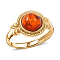 Baltic Amber Round Ring in 14K YG Over Sterling Silver (Adjustable) - Sticky add to cart bar