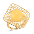 Butterscotch Amber Ring in 14K YG Over Sterling Silver (Adjustable) - Sticky add to cart bar