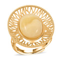 Butterscotch Amber Ring in 14K Yellow Gold Over Sterling Silver (Adjustable) - Sticky add to cart bar