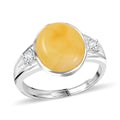 Butterscotch Amber and Crystal Oval Ring in Sterling Silver (Adjustable) - Sticky add to cart bar