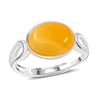 Butterscotch Amber Solitaire Ring in Sterling Silver (Adjustable)