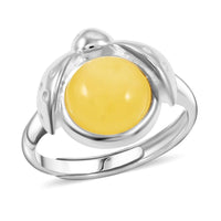 Butterscotch Amber Ladybug Ring in Sterling Silver (Adjustable)