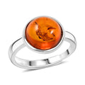 Baltic Amber Round Ring in Sterling Silver (Adjustable) - Sticky add to cart bar