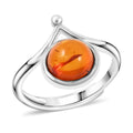 Baltic Amber Round Fancy Ring in Sterling Silver (Adjustable) - Sticky add to cart bar