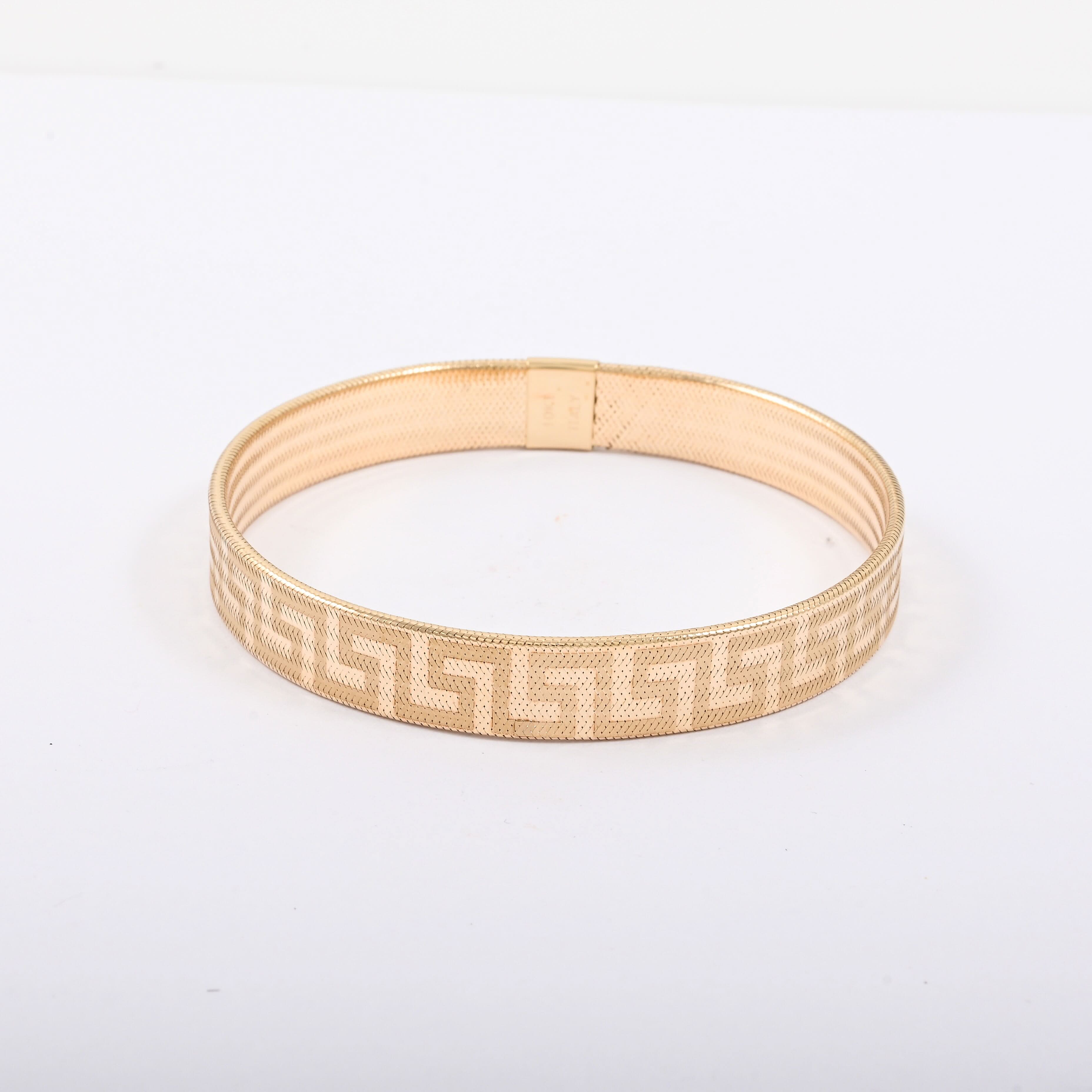 Italian 8mm Flex Greek Key Stretch Bracelet in 10K Yellow Gold (7.0-8.0In) 2.25 Grams