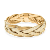 Italian 16.5mm Braided Stretch Bracelet in 10K Yellow Gold 6.15 Grams
