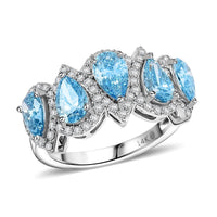 Collectors Edition 14K White Gold Luxuriant Lab Grown Blue and White Diamond Ring (Size 10.0) (4.69 g) 3.25 ctw