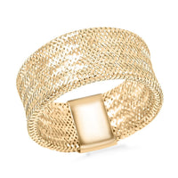Italian 10K Yellow Gold 8.6mm Flex Greek Key Stretch Ring (Size 6-8) (0.83 g)