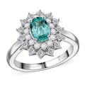 Certified & Appraised Rhapsody AAAA Paraiba Tourmaline and E-F VS2 Diamond 2.00 ctw Ring in 950 Platinum 8.10 Grams - Sticky add to cart bar