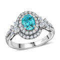 Certified & Appraised Rhapsody AAAA Paraiba Tourmaline and E-F VS2 Diamond 2.00 ctw Ring in 950 Platinum 7.80 Grams - Sticky add to cart bar