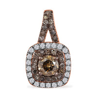 D'Joy Natural Champagne and White Diamond 0.90 ctw A Touch of Luxury Pendant without Chain in 18K Vermeil Rose Gold Over Sterling Silver
