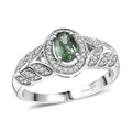 Malagasy Pine Apatite and White Zircon 0.85 ctw Ring in Rhodium Over Sterling Silver - Sticky add to cart bar