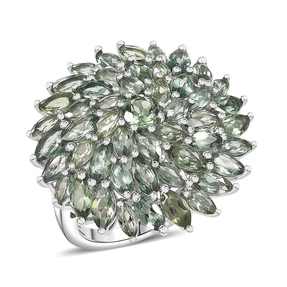 Malagasy Pine Apatite 6.50 ctw Ring in Rhodium Over Sterling Silver (Size 10.0)