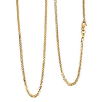 14K Yellow Gold 2mm Triple Spiga Wheat Chain Necklace 22 Inches 5.50 Grams