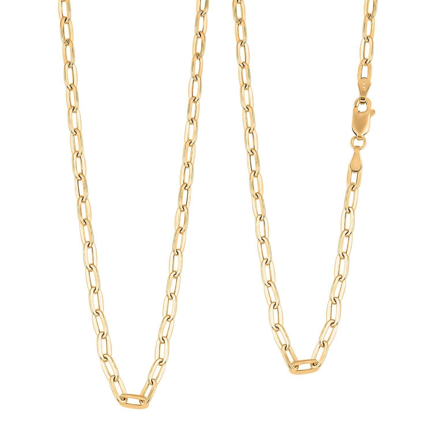 14K Yellow Gold 2.7mm Paper Clip Chain Necklace 24 Inches 4.43 Grams
