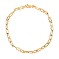 14K Yellow Gold 3mm Paper Clip Chain Bracelet (8.00 In) 1.97 Grams