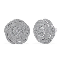 Luxuriant Lab Grown Diamond G-H SI 1.00 ctw Spiral Stud Earrings in Rhodium Over Sterling Silver