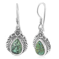 D'Joy Artisan Crafted Blue Moon Turquoise 3.30 ctw Floral Earrings in in Black Oxidized Sterling Silver - Sticky add to cart bar